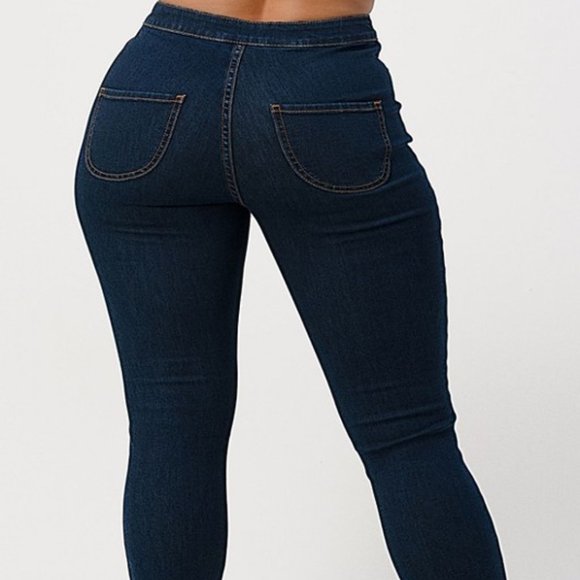 Dark Blue Stretch Skinny Jeans - Picture 2 of 8